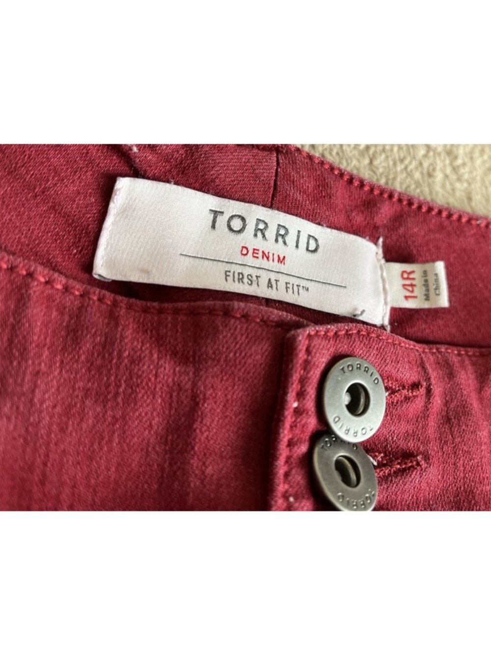 Torrid Jegging Jeans 14R Burgundy High Rise Skinny Moto Zippers - Picture 4 of 13